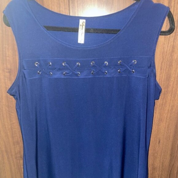 PerSeption Concept Navy Lace-Up Sleeveless Top | Size L - Picture 1 of 3